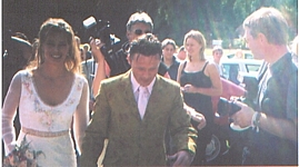 wedding photo taken by Julie Aug. 2000 - arriving with Thomas 2