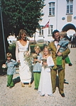 wedding photo taken by Julie Aug. 2000 - with the kids before the church 2